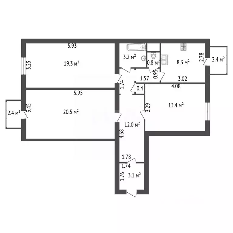 3-к кв. Санкт-Петербург ул. Фрунзе, 6 (81.0 м) - Фото 2