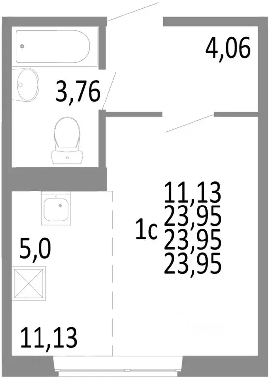 1-к кв. Челябинская область, Челябинск ул. Блюхера, 125В (23.95 м) - Фото 0