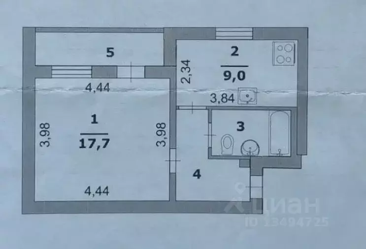 1-к кв. Белгородская область, Белгород ул. Виктора Лосева, 19 (36.0 м) - Фото 2