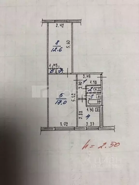 2-к кв. Кемеровская область, Новокузнецк ул. Ленина, 15 (43.5 м) - Фото 1