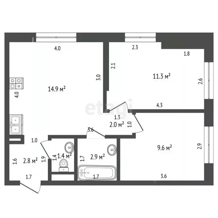 2-к кв. Москва Дорожная ул., 46к3 (45.0 м) - Фото 2