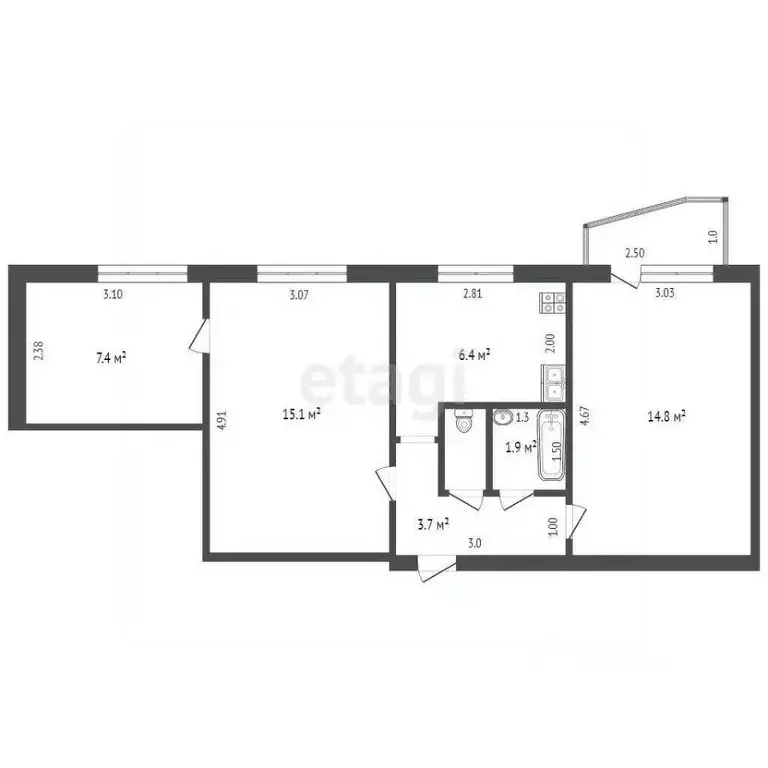 3-к кв. Московская область, Дмитровский муниципальный округ, пос. ... - Фото 1