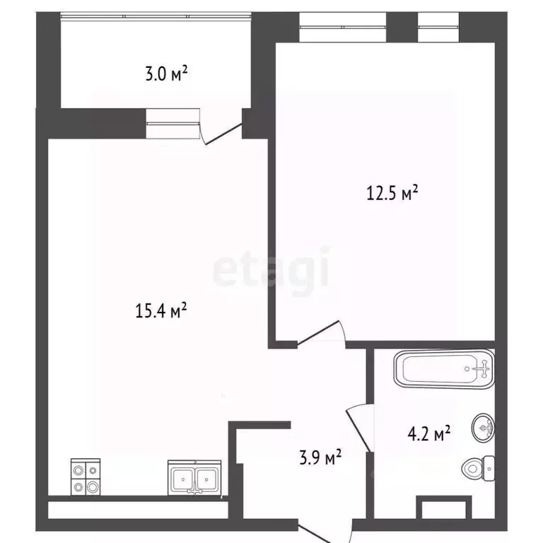 1-к кв. Тюменская область, Тюмень ул. Василия Малкова, 9 (36.13 м) - Фото 1