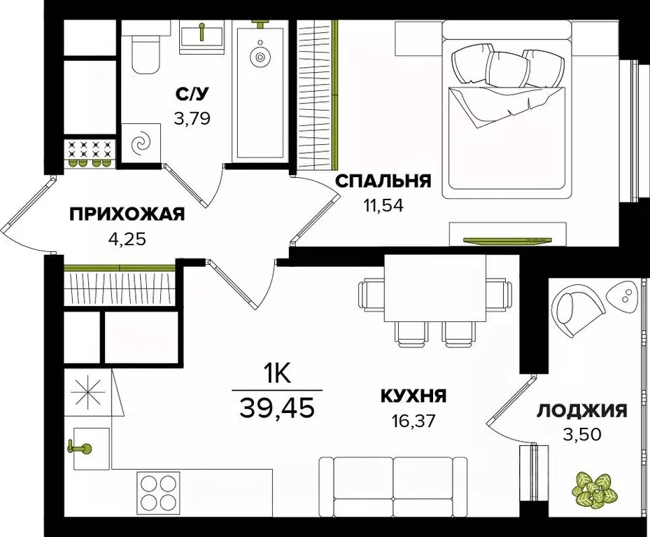 1-к кв. Тульская область, Тула  (39.45 м) - Фото 0