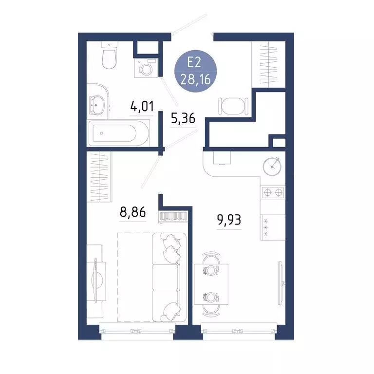 1-комнатная квартира: Дядьково, 2-й Бульварный проезд, 8 (28.16 м) - Фото 2