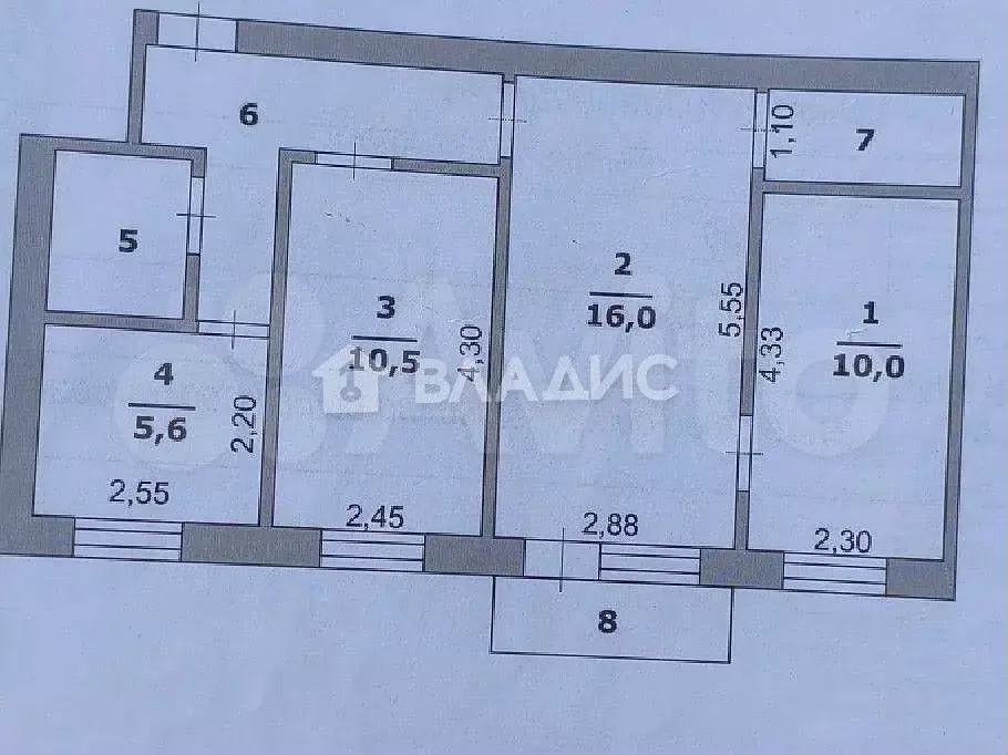 3-к. квартира, 54,3 м, 4/5 эт. - Фото 0