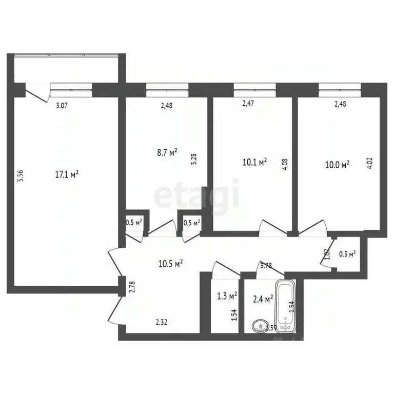 3-к кв. Саха (Якутия), Покровск Заводская ул., 7 (61.7 м) - Фото 1