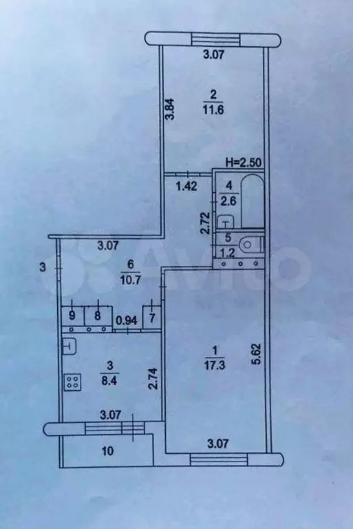 2-к. квартира, 53,1 м, 1/4 эт. - Фото 0