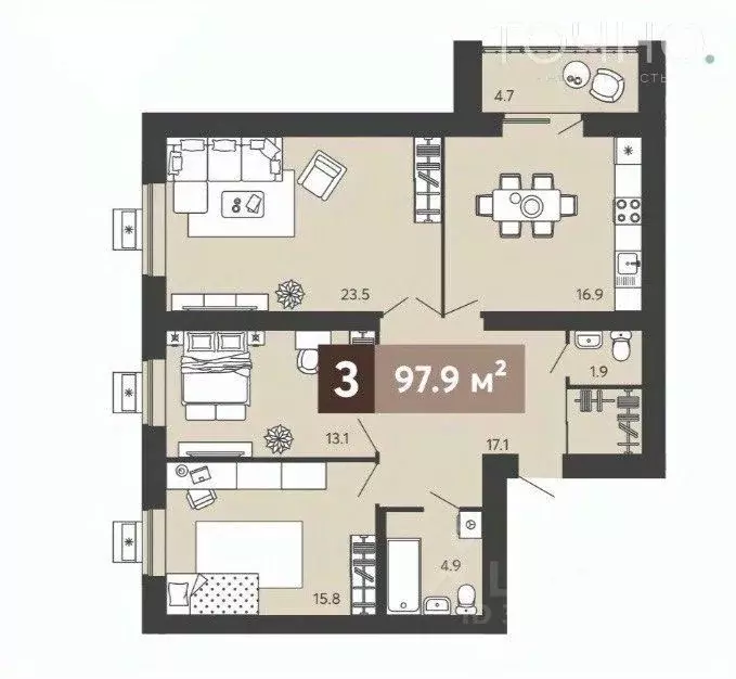 3-к кв. Пензенская область, Пензенский район, Засечный сельсовет, с. ... - Фото 1