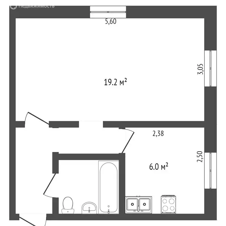 1-комнатная квартира: Череповец, улица Бардина, 18 (30.9 м) - Фото 0