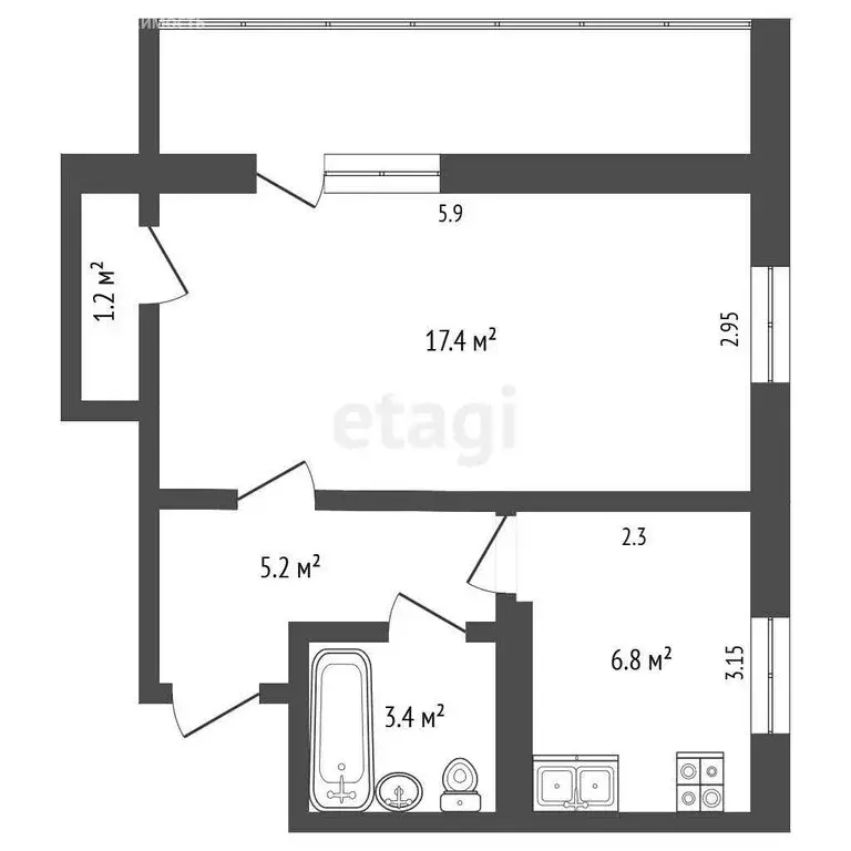 1-комнатная квартира: Усинск, улица Мира, 13 (34.4 м) - Фото 0