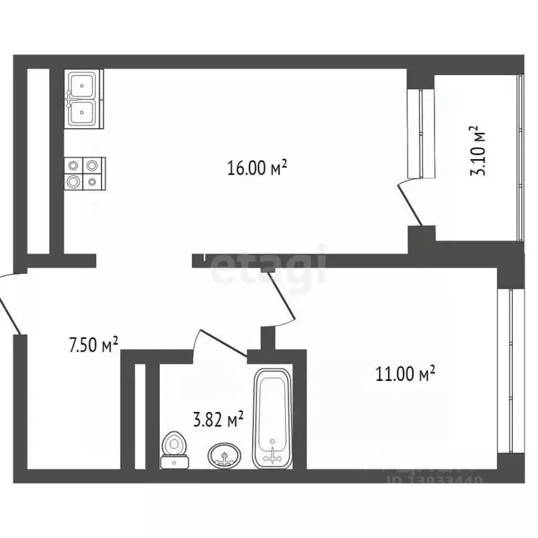 1-к кв. Тюменская область, Тюмень  (38.2 м) - Фото 1