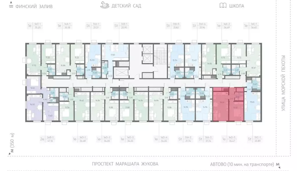 1-к кв. Санкт-Петербург Морская миля жилой комплекс (36.47 м) - Фото 2