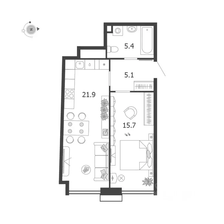 1-к кв. Москва Летниковская ул., 6к2 (48.1 м) - Фото 1