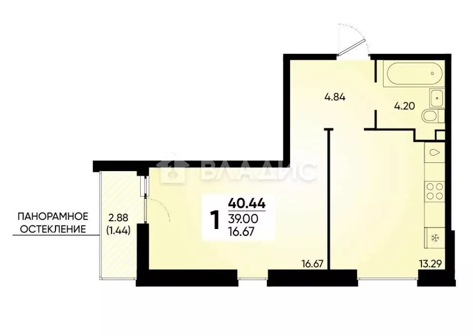 1-комнатная квартира: Краснодар, улица Наставников, 10 (38.6 м) - Фото 1