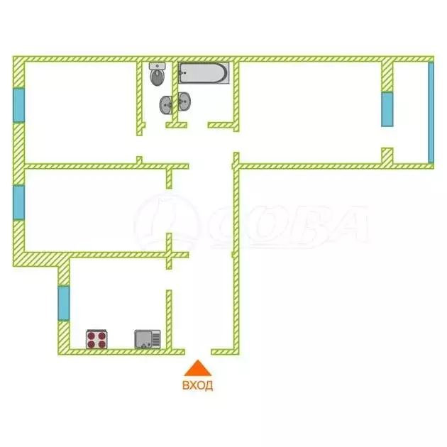 3-комнатная квартира: Тюмень, Камчатская улица, 2 (65 м) - Фото 1