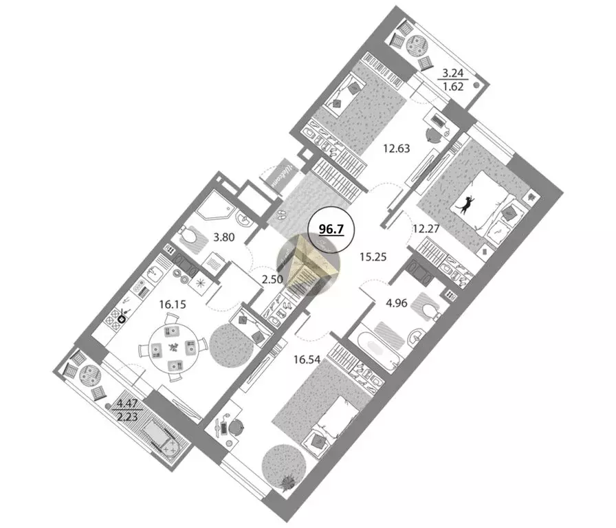 3-комнатная квартира: Санкт-Петербург, проспект Авиаконструкторов, 54 ... - Фото 2