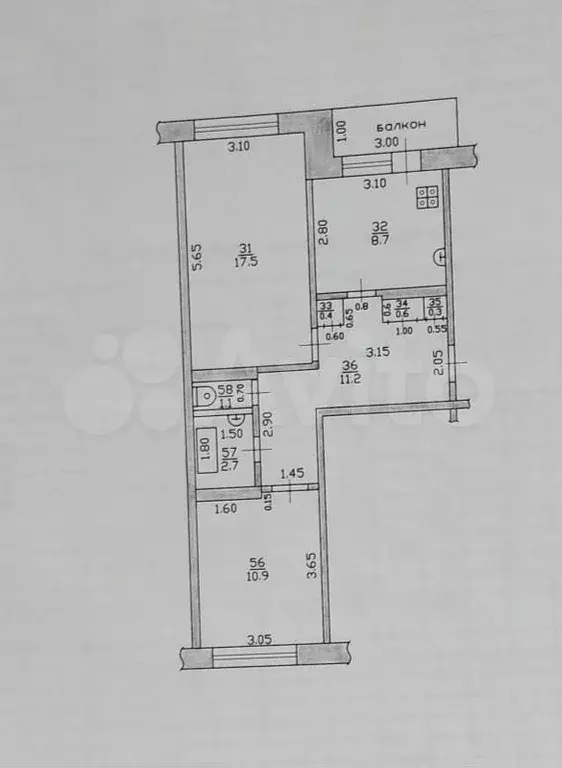 2-к. квартира, 53,4 м, 3/5 эт. - Фото 0