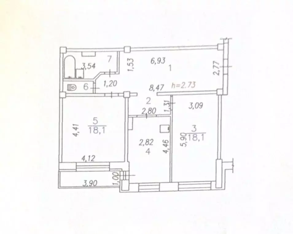 Студия Кемеровская область, Новокузнецк ул. Павловского, 23 (82.1 м) - Фото 1