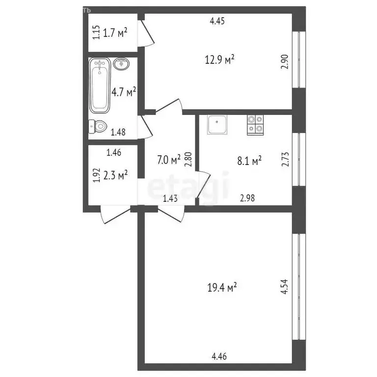 3-комнатная квартира: Якутск, улица Очиченко, 28/1 (53.1 м) - Фото 0