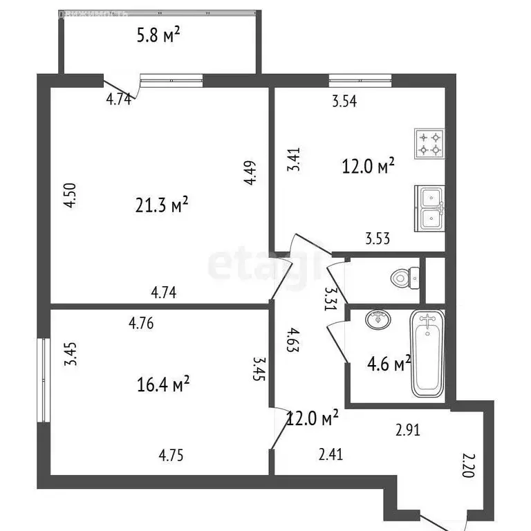2-комнатная квартира: Санкт-Петербург, проспект Науки, 17к6 (67.1 м) - Фото 1