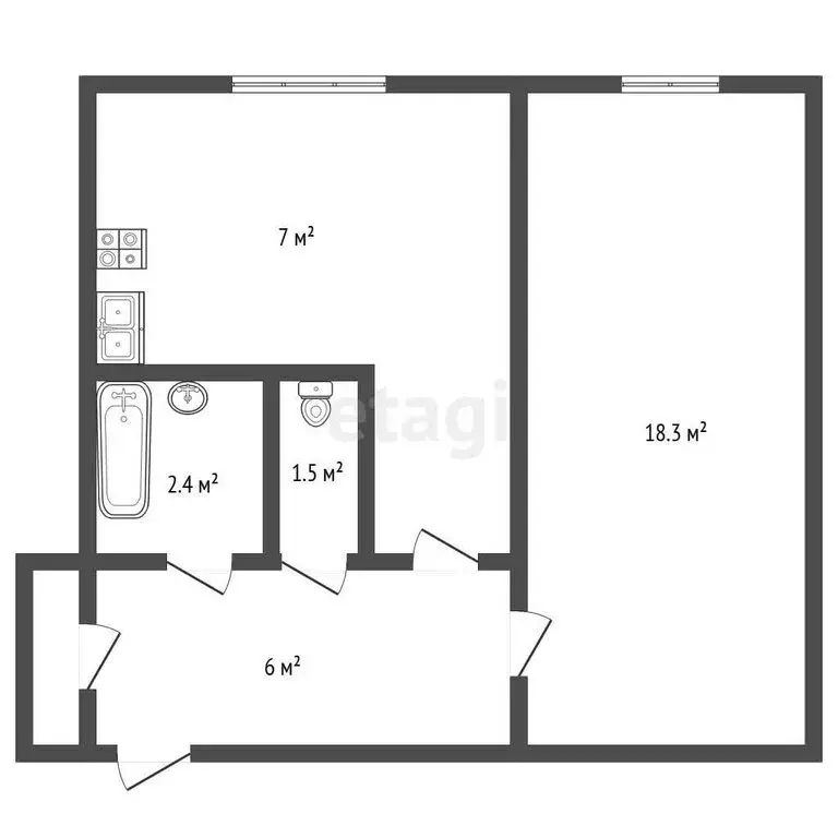 1-комнатная квартира: деревня Кипень, Ропшинское шоссе, 3А (35.2 м) - Фото 1