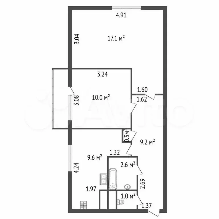 Доля в 3-к. квартире, 49,8 м, 7/9 эт. - Фото 0