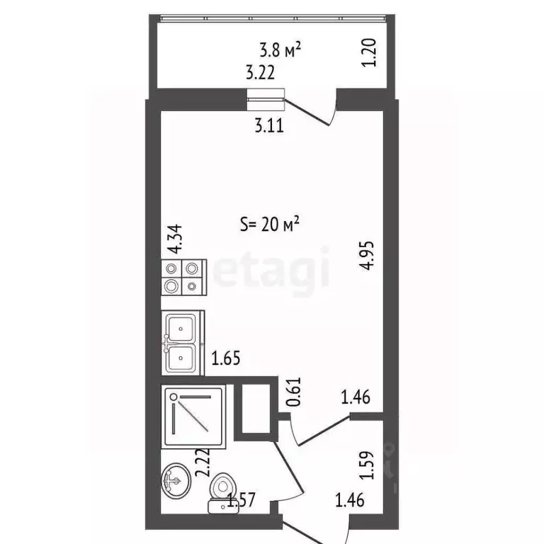 Студия Ленинградская область, Мурино Всеволожский район, бул. ... - Фото 2