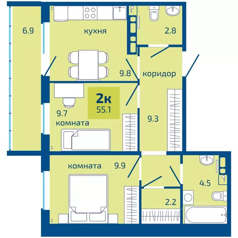 2-к кв. Пермский край, Пермь Вышка II мкр, Патриот жилой комплекс ... - Фото 0