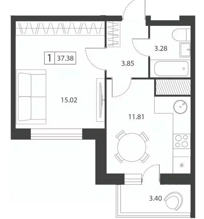 1-к кв. Тверская область, Тверь ул. Левитана, 70Б (33.2 м) - Фото 2