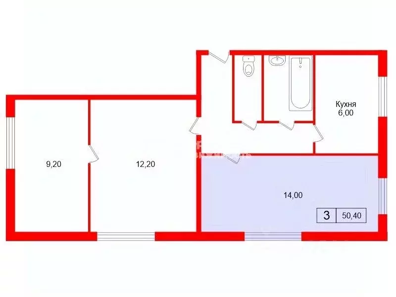Комната Санкт-Петербург ул. Панфилова, 22 (12.1 м) - Фото 2