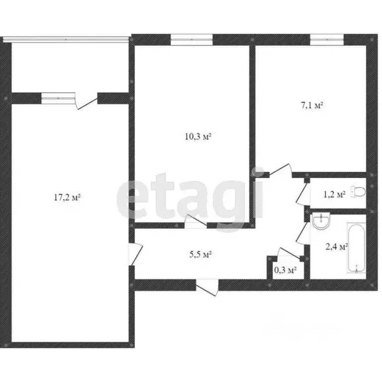 2-к кв. Нижегородская область, Нижний Новгород Московское ш., 19 (43.6 ... - Фото 2