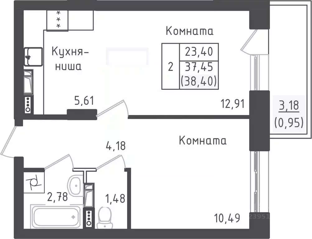 1-к кв. Московская область, Дмитровский муниципальный округ, д. Рыбаки ... - Фото 1