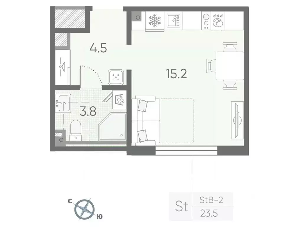Квартира, студия, 23.5 м - Фото 1