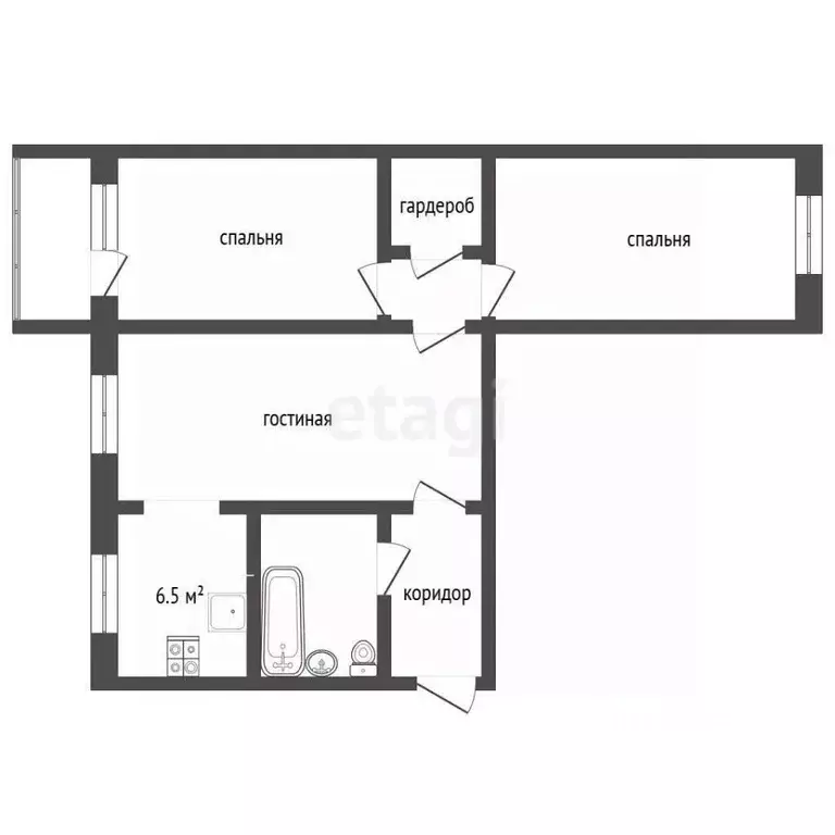 3-к кв. Севастополь ул. Вакуленчука, 19 (57.2 м) - Фото 1