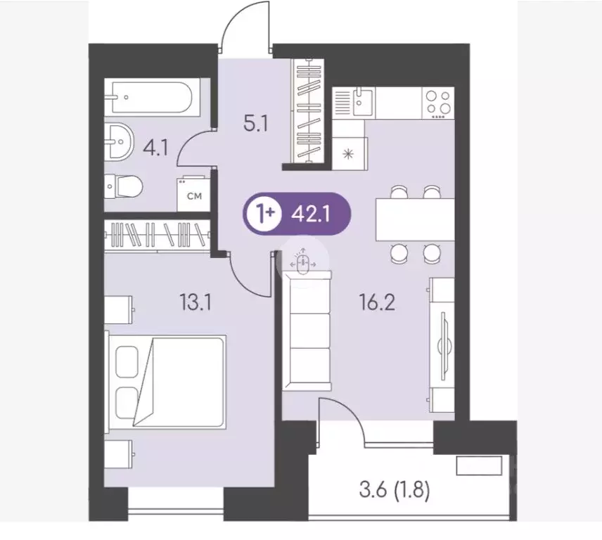 1-к кв. Удмуртия, Ижевск Воткинское ш., 53к1 (42.1 м) - Фото 2