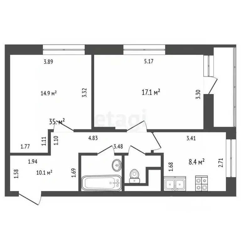 2-к кв. Московская область, Мытищи проезд 1-й Щелковский, 7 (55.2 м) - Фото 2