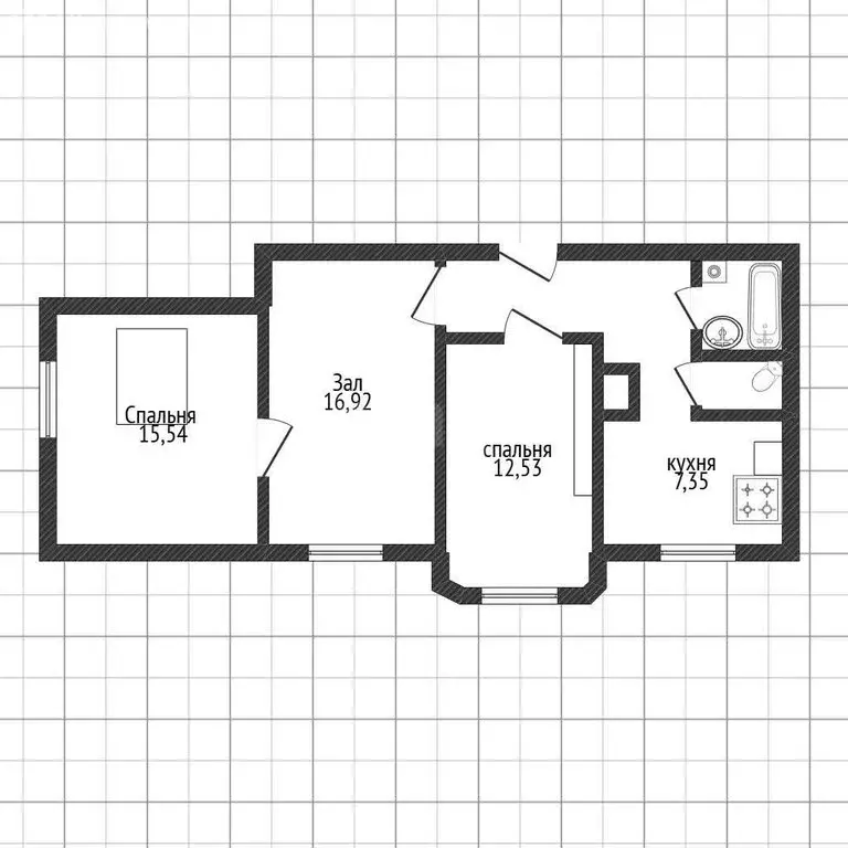 3-комнатная квартира: Белгород, 1-й Мичуринский переулок, 16 (64.5 м) - Фото 1