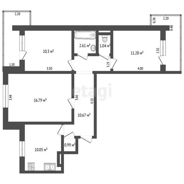 3-комнатная квартира: Ульяновск, проспект Созидателей, 48 (63.7 м) - Фото 1