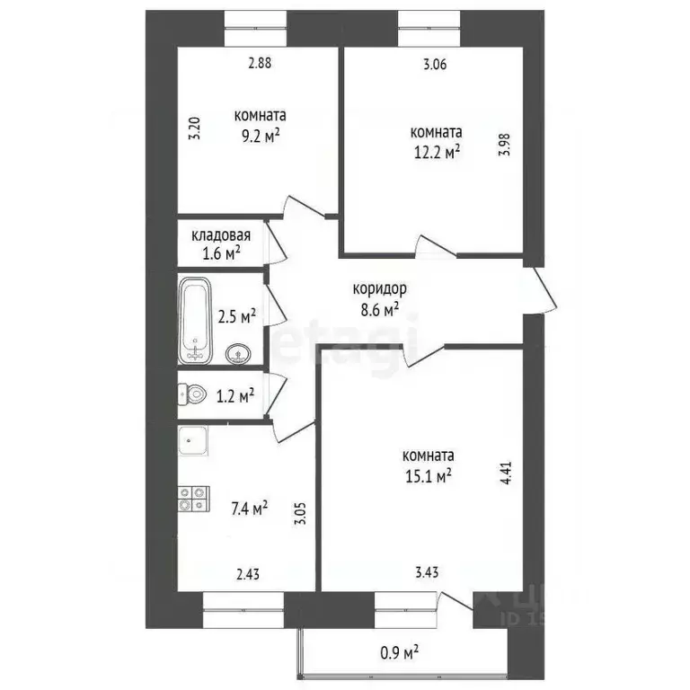 3-к кв. Ямало-Ненецкий АО, Ноябрьск Транспортная ул., 13 (57.8 м) - Фото 2