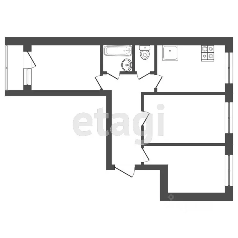 3-к кв. Тульская область, Тула ул. Революции, 17 (64.0 м) - Фото 1