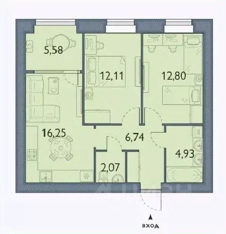 2-к кв. Брянская область, Брянский район, пос. Мичуринский, ... - Фото 1