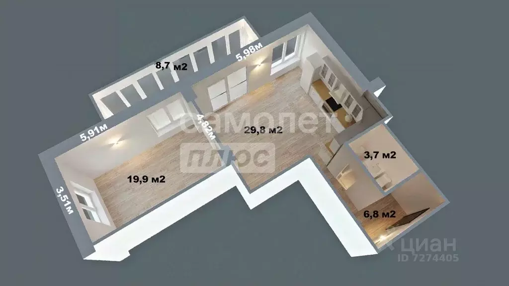 2-к кв. Самарская область, Тольятти Московский просп., 62 (60.2 м) - Фото 2