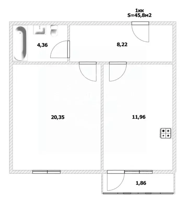 1-к кв. Калининградская область, Калининград ул. Горького, 168 (45.8 ... - Фото 2