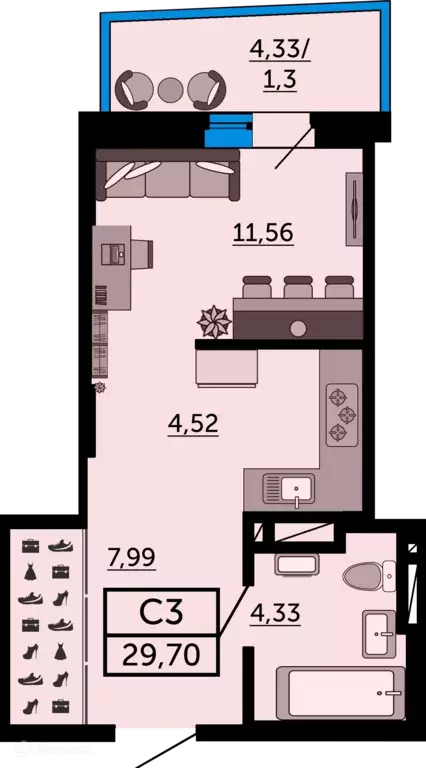 Продаётся квартира-студия, 28.4 м - Фото 0