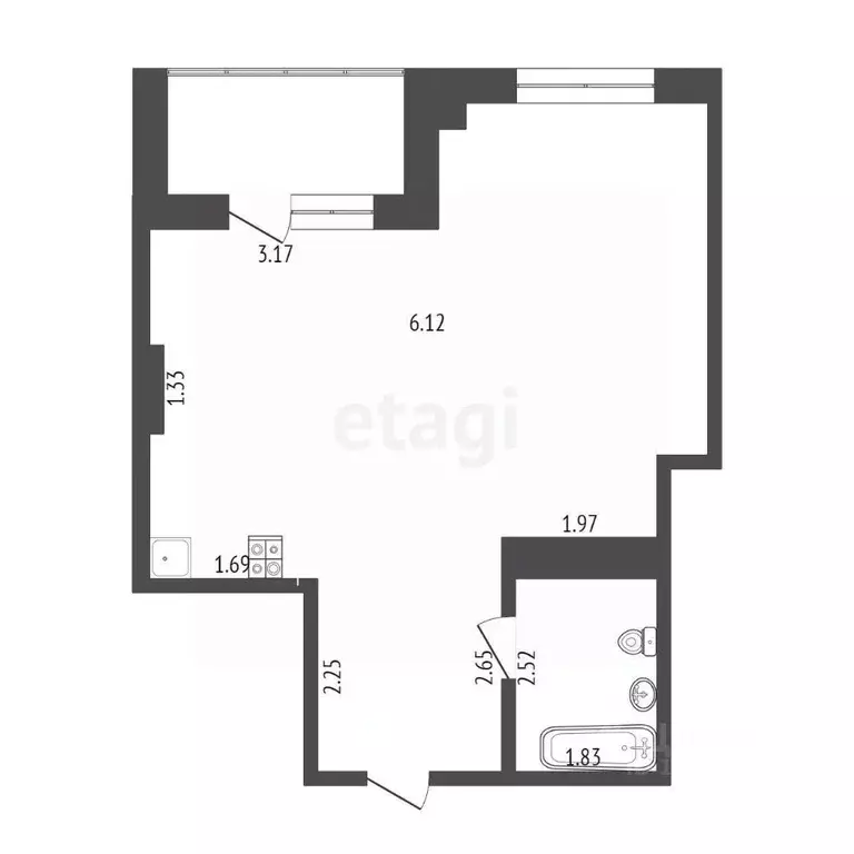 1-к кв. Тюменская область, Тюмень ул. Сакко, 24 (41.2 м) - Фото 1