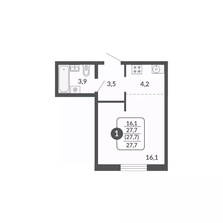 1-к кв. Кировская область, Киров  (27.7 м) - Фото 0