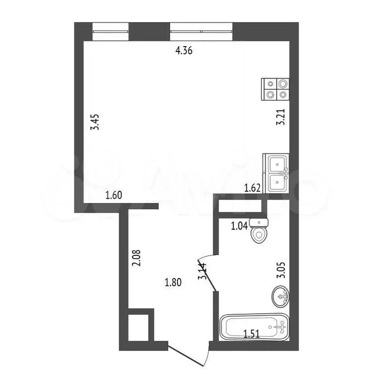 Квартира-студия, 23,6 м, 3/16 эт. - Фото 0
