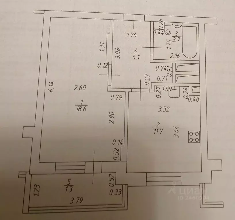 1-к кв. Татарстан, Казань ул. Зилантовская, 18 (42.7 м) - Фото 2