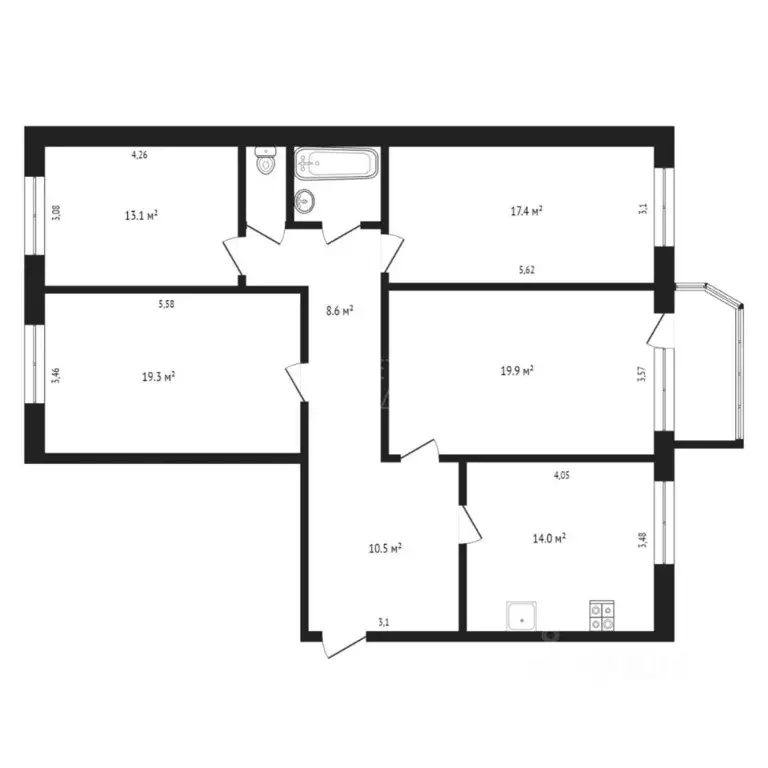 4-к кв. Тюменская область, Тюмень ул. 50 лет Октября, 30 (106.5 м) - Фото 1